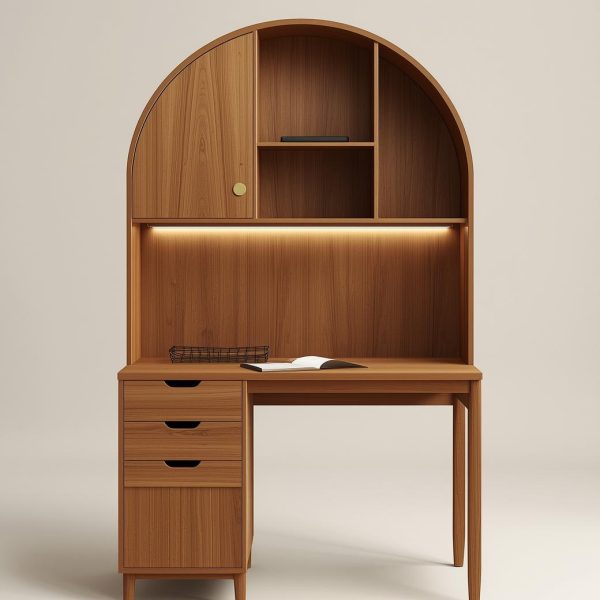 Segun ArcHutch™ Premium Study Desk (3-Drawer Pedestal + LED Hutch)